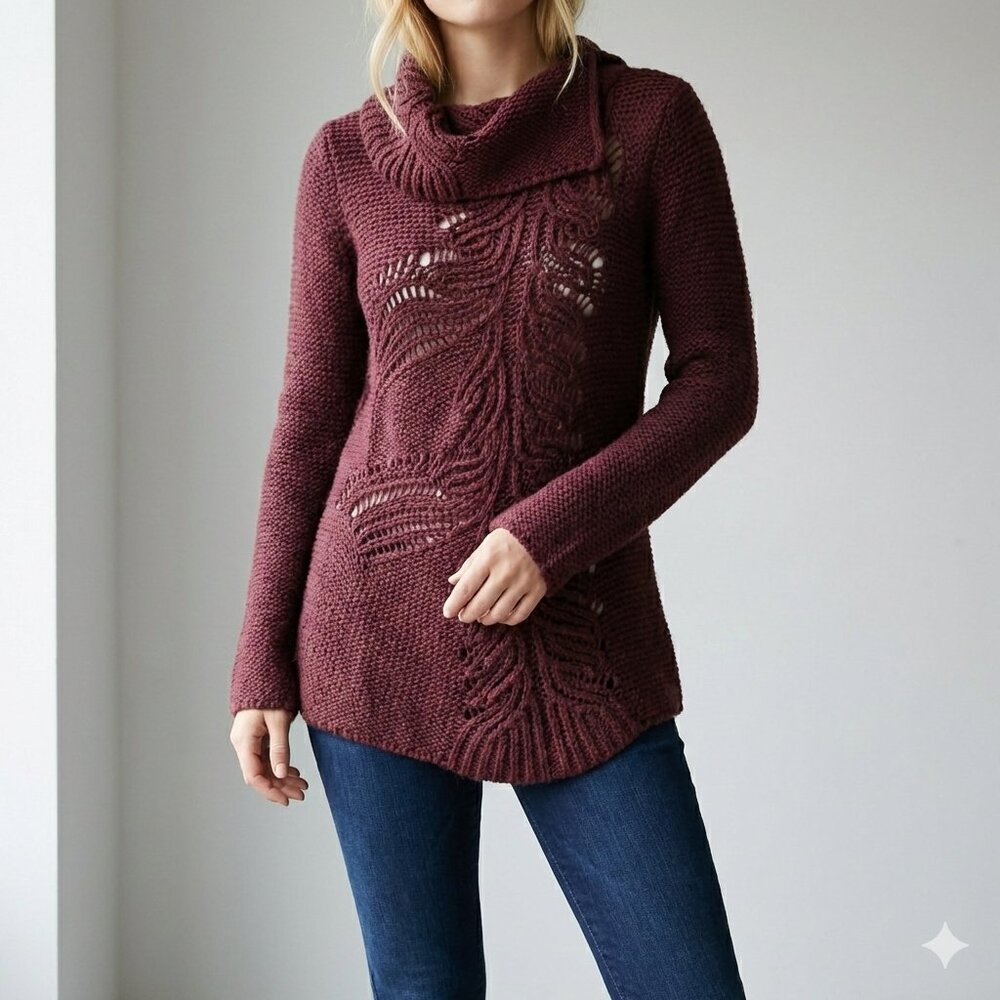 Anthropologie Moth Cowl Neck Cable Knit Sweater Size S